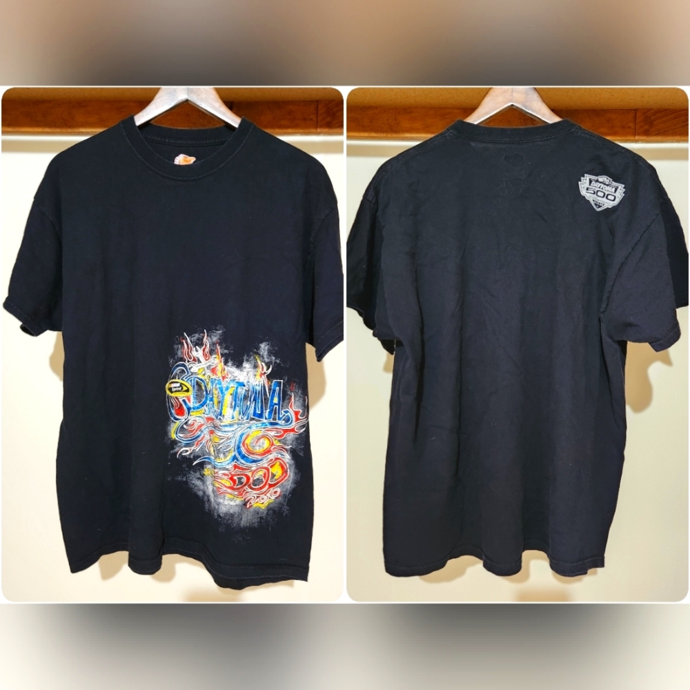 Winners Circle Nascar Daytona 500 Mens 2XL T Shirt Graphic Black Crewneck 2010